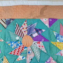 Vintage 1940s Star Flower Patchwork Quilt