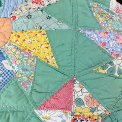 Vintage 1940s Star Flower Patchwork Quilt