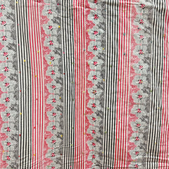 Vintage 1950s Large Block Patchwork Quilt with Rose Stripe Backing