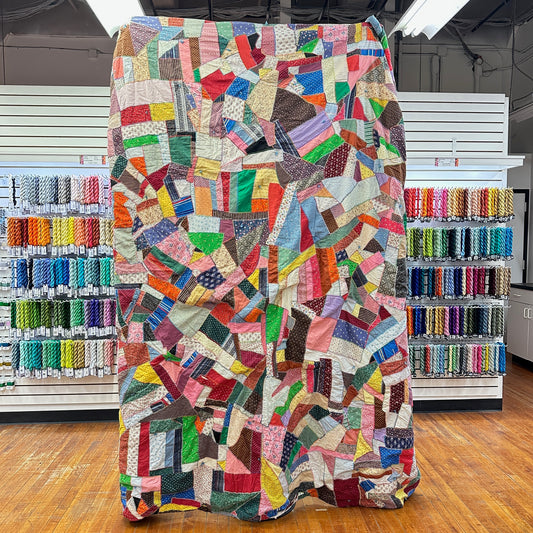 Vintage 1970s Prairie Floral Crazy Quilt