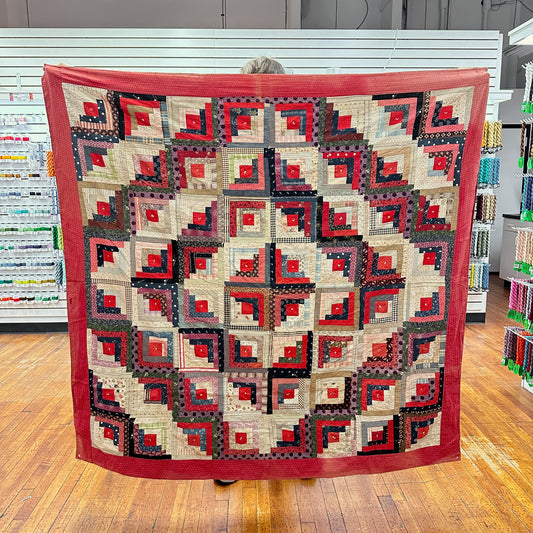 Vintage Log Cabin Patchwork Quilt