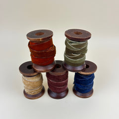 Vintage Wood Spool with Antique Velvet Ribbon - Set of 5