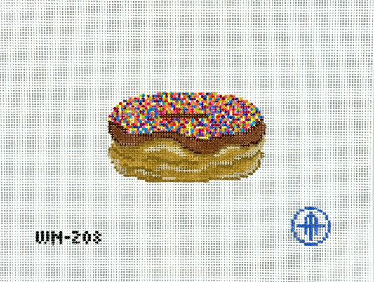 Wheelhaus Needlepoint It's Sprinkles Donut Needlepoint Canvas - Chocolate