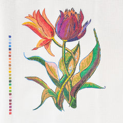 Zecca Wesley Allsbrook Red and Purple Tulips Needlepoint Canvas