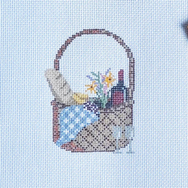 Fire and Iris Picnic Basket Needlepoint Canvas