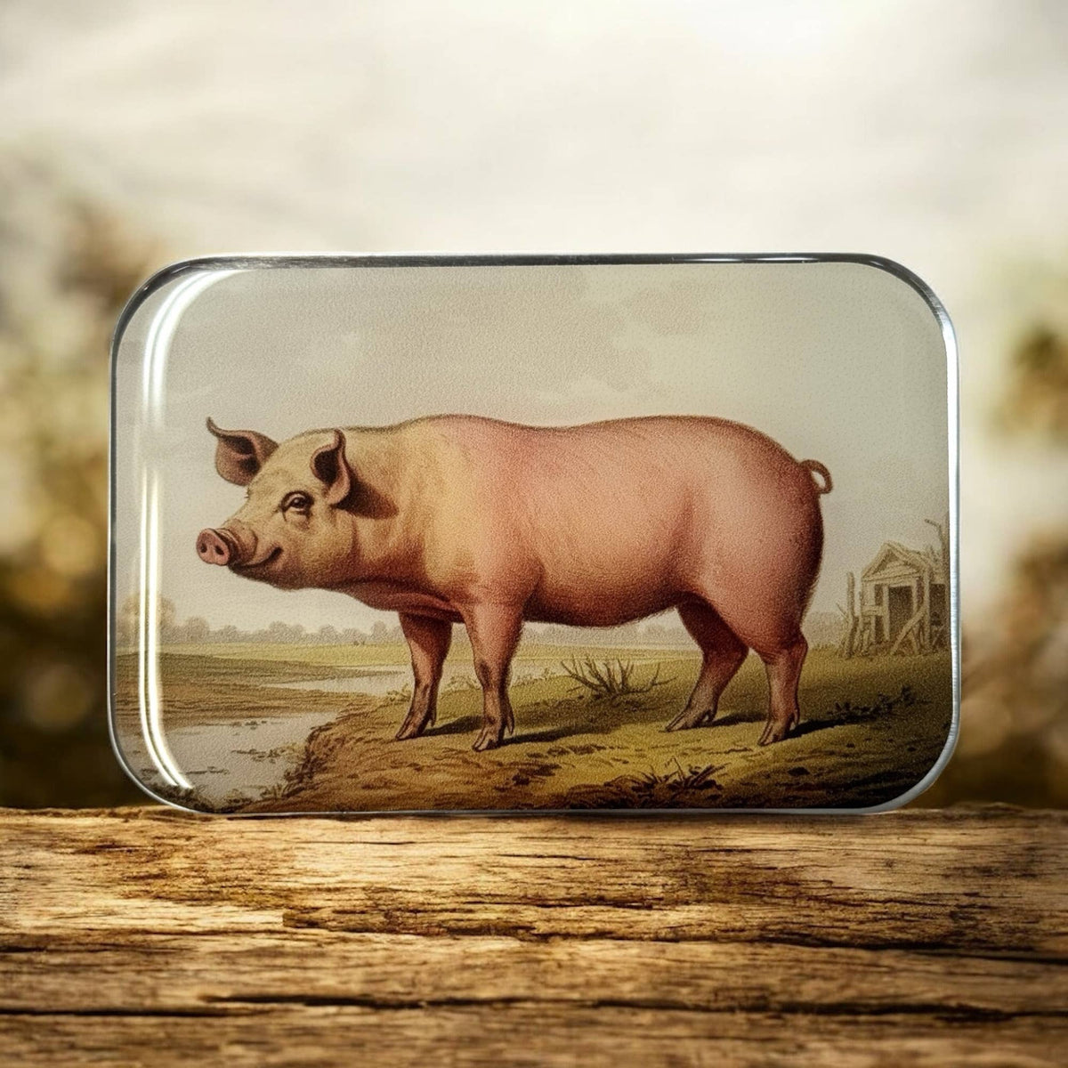 Firefly Notes Vintage Pig Magnetic Notions Tin Needle Case