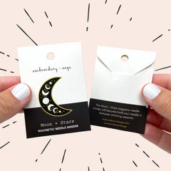 Embroidery and Sage Moon and Stars Needle Minder