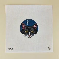 Needle Crossings Black and White Cat Ornament Needlepoint Canvas