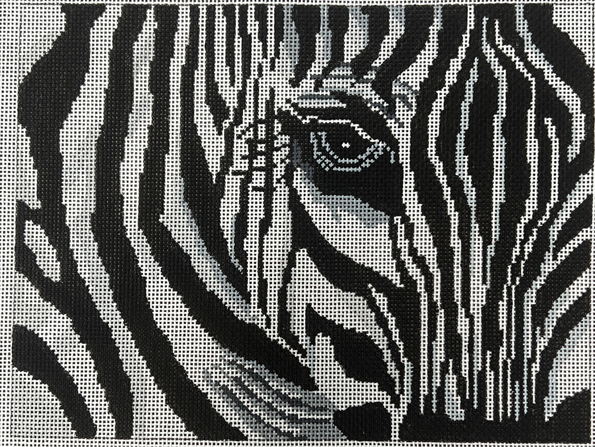 The Gingham Stitchery Amelia Bond Designs Black & White Zebra Clutch Needlepoint Canvas