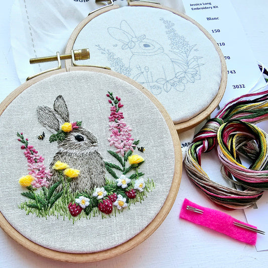 Jessica Long Embroidery Berry Patch Bunny Hand Embroidery Craft Kit