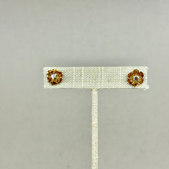 Antique Victorian Buttercup Diamond Stud Earring in 14k Rose Gold