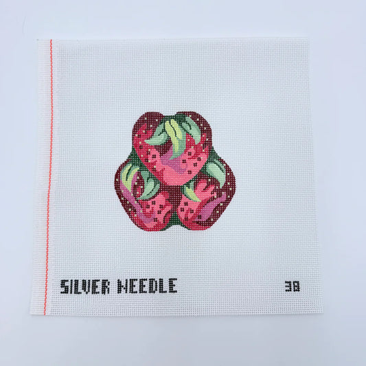 Silver Needle Strawberries Ornament Needlepoint Canvas