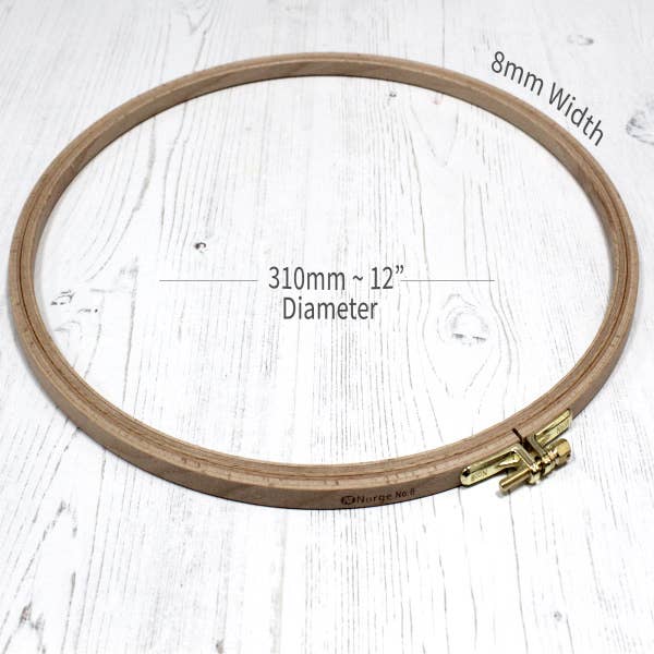 Nurge Beech Wood and Brass Screw Embroidery Hoop 8mm - No. 8 - 12.2"