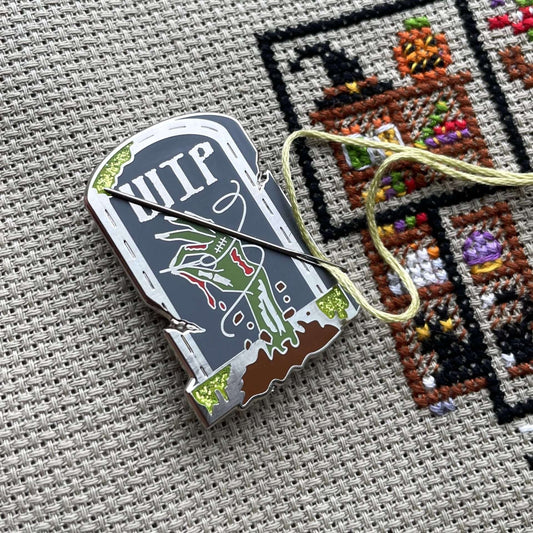 Stitchonomy Gravestone WIP Needle Minder