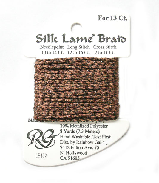 Rainbow Gallery Silk Lame Braid 13 - 102 Warm Brown