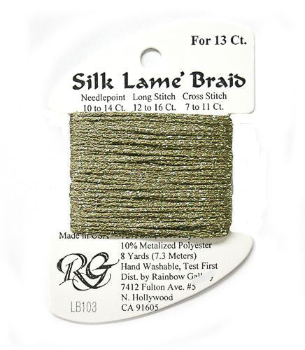 Rainbow Gallery Silk Lame Braid 13 - 103 Olive