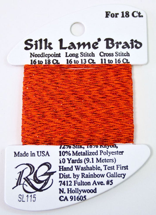 Rainbow Gallery Silk Lame Braid 18 - 115 Red Orange