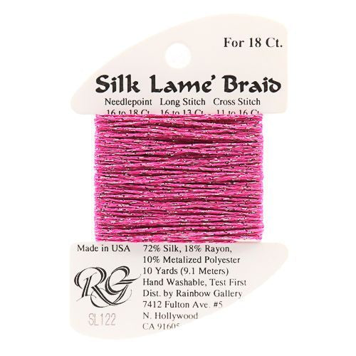 Rainbow Gallery Silk Lame Braid 18 - 122 Hot Pink