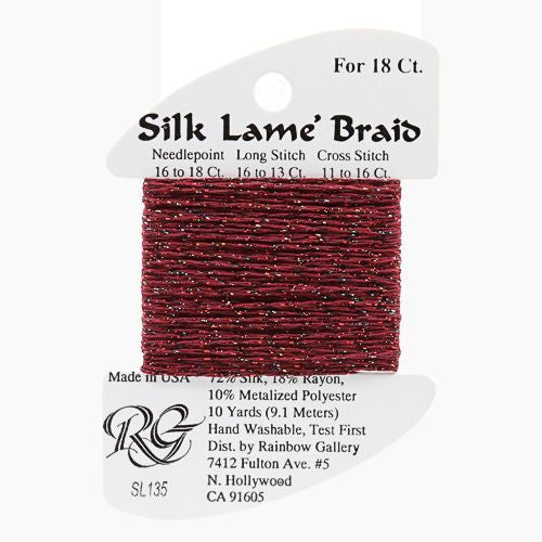 Rainbow Gallery Silk Lame Braid 18 - 135 Red Sparkle