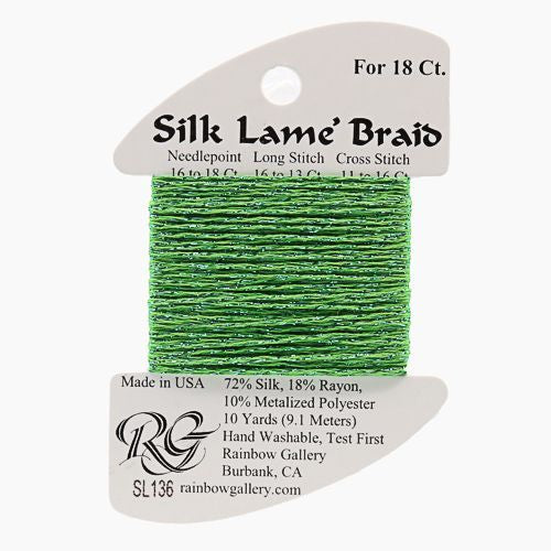 Rainbow Gallery Silk Lame Braid 18 - 136 Kelly Green