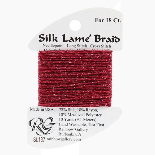 Rainbow Gallery Silk Lame Braid 18 - 137 Scarlet