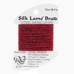 Rainbow Gallery Silk Lame Braid 18 - 137 Scarlet