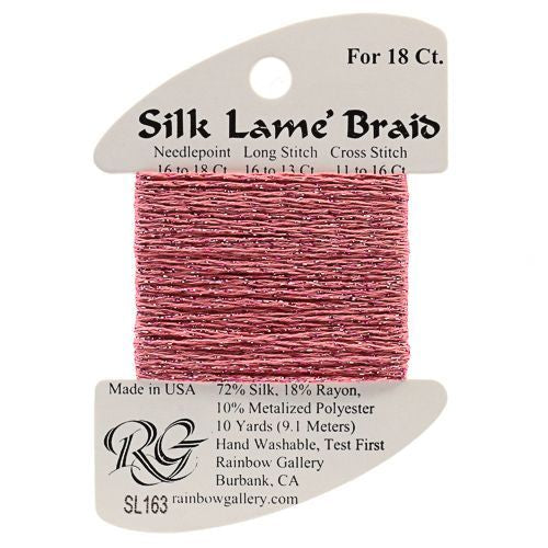 Rainbow Gallery Silk Lame Braid 18 - 163 Medium Rose