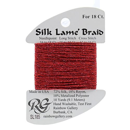 Rainbow Gallery Silk Lame Braid 18 - 185 Tango Red