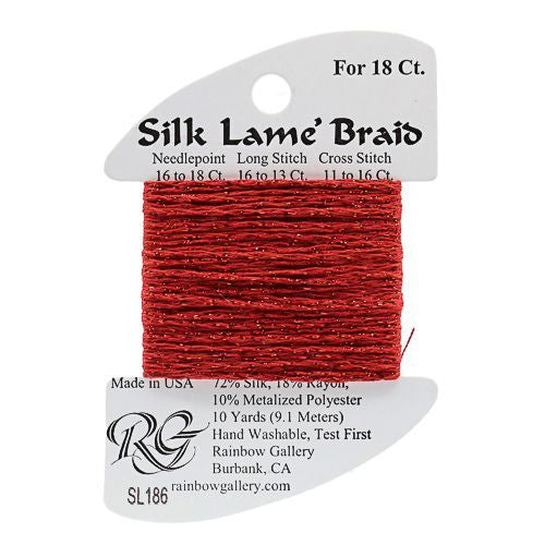 Rainbow Gallery Silk Lame Braid 18 - 186 Fiery Red