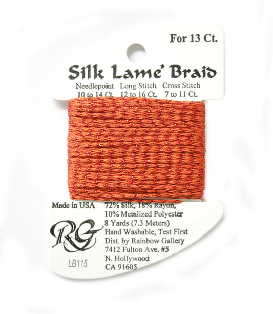 Rainbow Gallery Silk Lame Braid 13 - 115 Red Orange