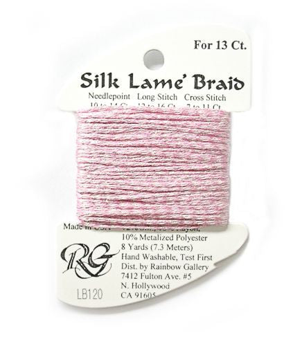 Rainbow Gallery Silk Lame Braid 13 - 120 Light Raspberry