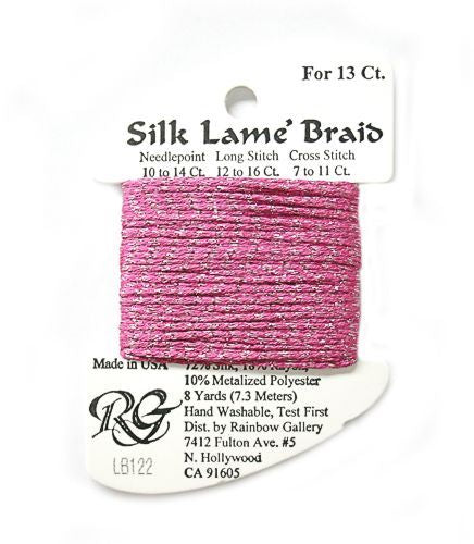 Rainbow Gallery Silk Lame Braid 13 - 122 Hot Pink