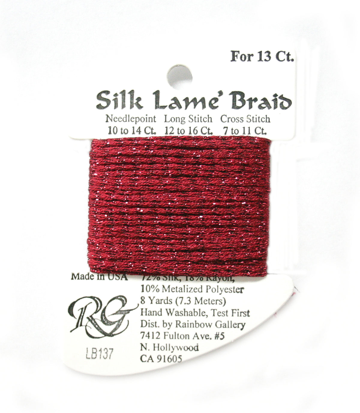 Rainbow Gallery Silk Lame Braid 13 - 137 Scarlet