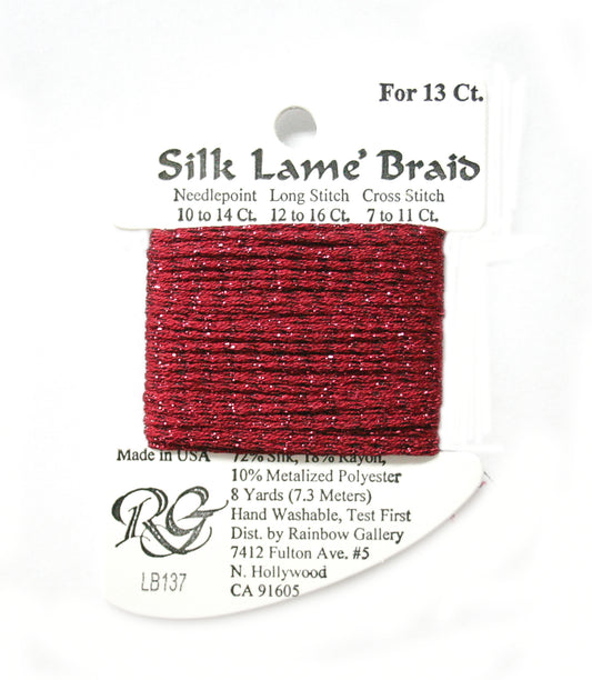 Rainbow Gallery Silk Lame Braid 13 - 137 Scarlet