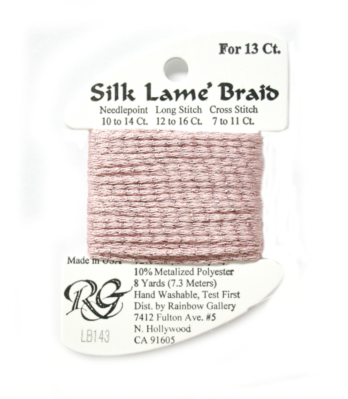 Rainbow Gallery Silk Lame Braid 13 - 143 Cameo Pink