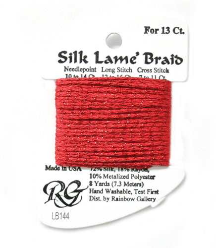 Rainbow Gallery Silk Lame Braid 13 - 144 Christmas Red