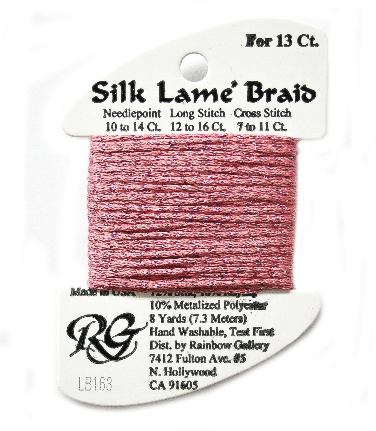 Rainbow Gallery Silk Lame Braid 13 - 163 Med Rose