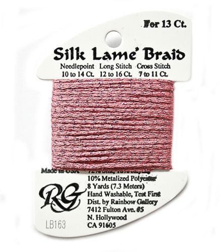 Rainbow Gallery Silk Lame Braid 13 - 163 Med Rose