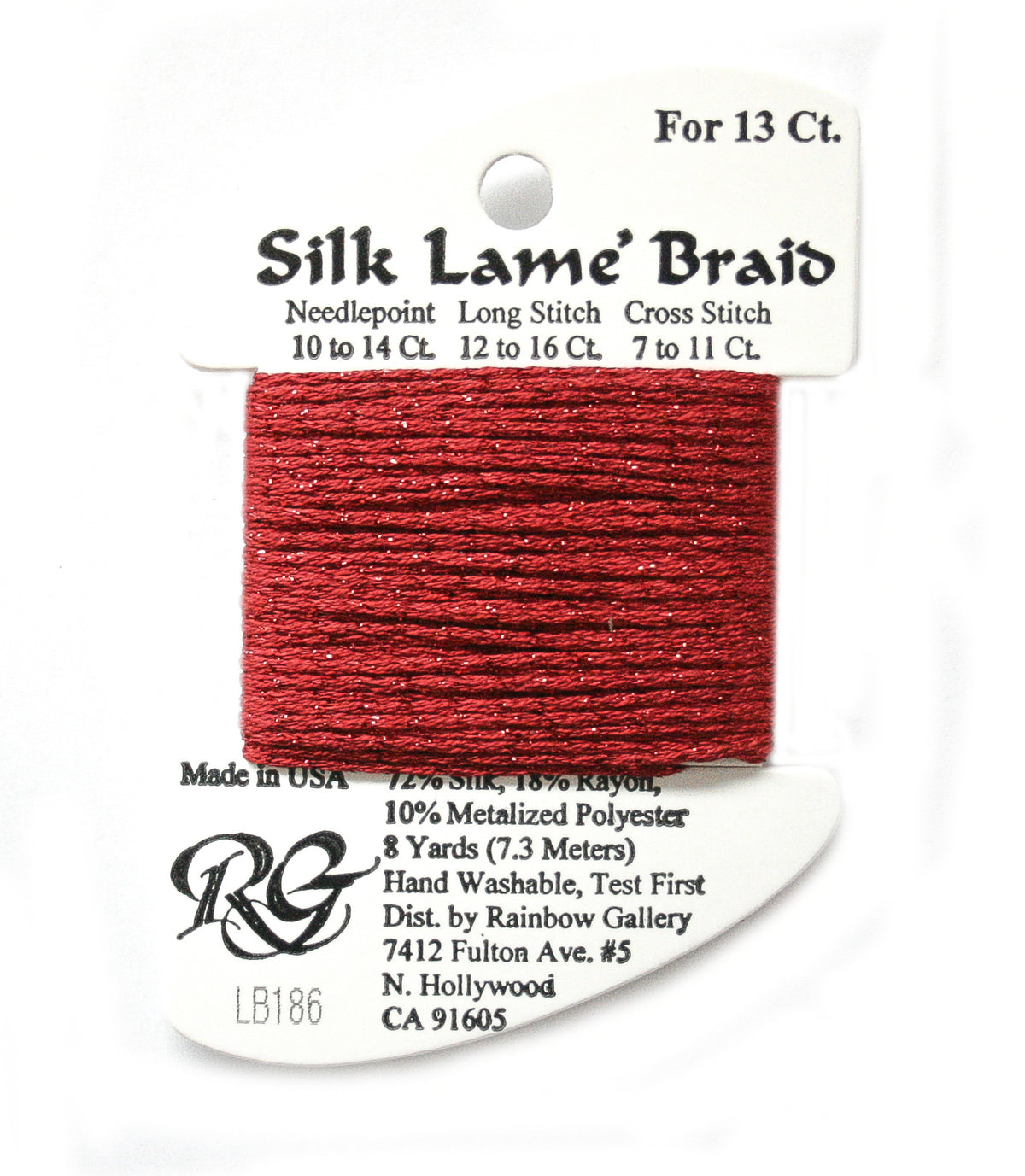 Rainbow Gallery Silk Lame Braid 13 - 186 Fiery Red