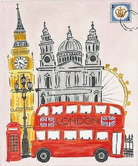 Kate Dickerson Needlepoint Collections Lindsay Brackeen London with Double Decker Bus Needlepoint Canvas