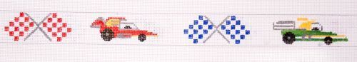 The Meredith Collection Car Racing with Flags Needlepoint Canvas