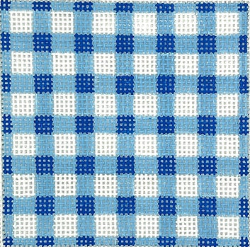Kate Dickerson Needlepoint Collections Blue Gingham Specify Monogram Letter Or Blank Needlepoint Canvas