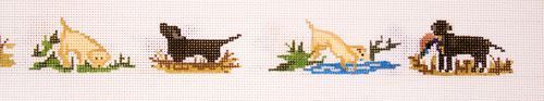 The Meredith Collection Black & Yellow Labs with Ducks Belt Needlepoint Canvas