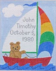 Kate Dickerson Needlepoint Collections Birth Announcement Sailing Teddy Needlepoint Canvas