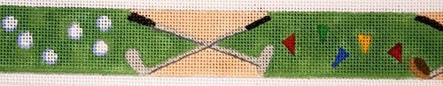The Meredith Collection Crossed Clubs Golf balls & Tees Belt Needlepoint Canvas