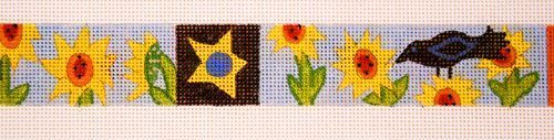 The Meredith Collection Blackbird and Sunflower Primitive Belt Needlepoint Canvas