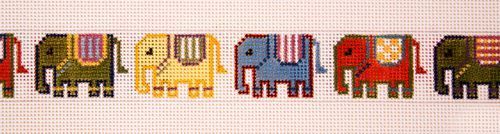 The Meredith Collection Blanketed Indian Elephants Belt Needlepoint Canvas