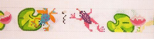 The Meredith Collection Colorful Frogs and Lily Pads Belt Needlepoint Canvas