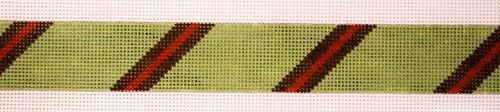 The Meredith Collection Diagonal Stripe Sage Brown Red Belt Needlepoint Canvas