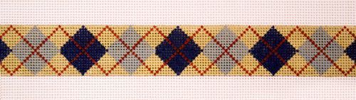 The Meredith Collection Argyle Khaki Background Navy Gray Red Belt Needlepoint Canvas